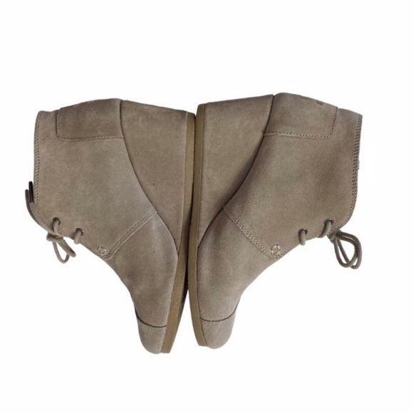 TOMS Taupe Suede Desert Wedge Booties, Size 7 - Picture 12 of 16